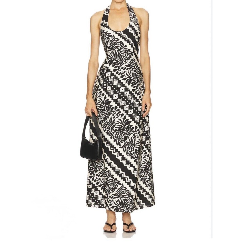 Revolve SEVEN WONDERS Azariah Maxi Dress Black Beige Rayon Sz S